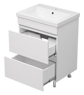 Напольная тумба под раковину Misty Енисей 60см два ящика белый